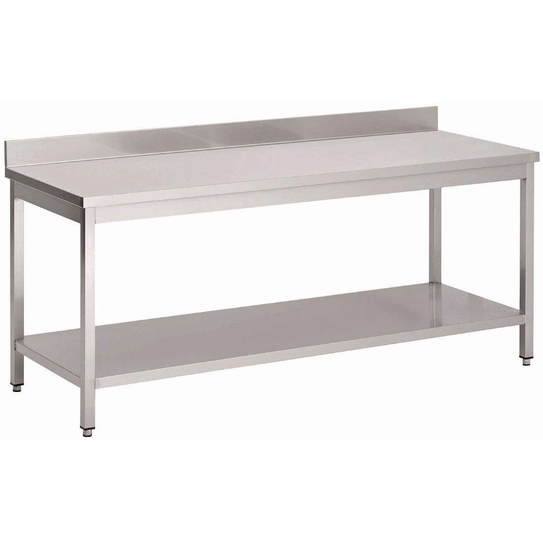 Table inox avec dosseret et étagère basse Gastro M 1400 x 600 x 850mm GS012
