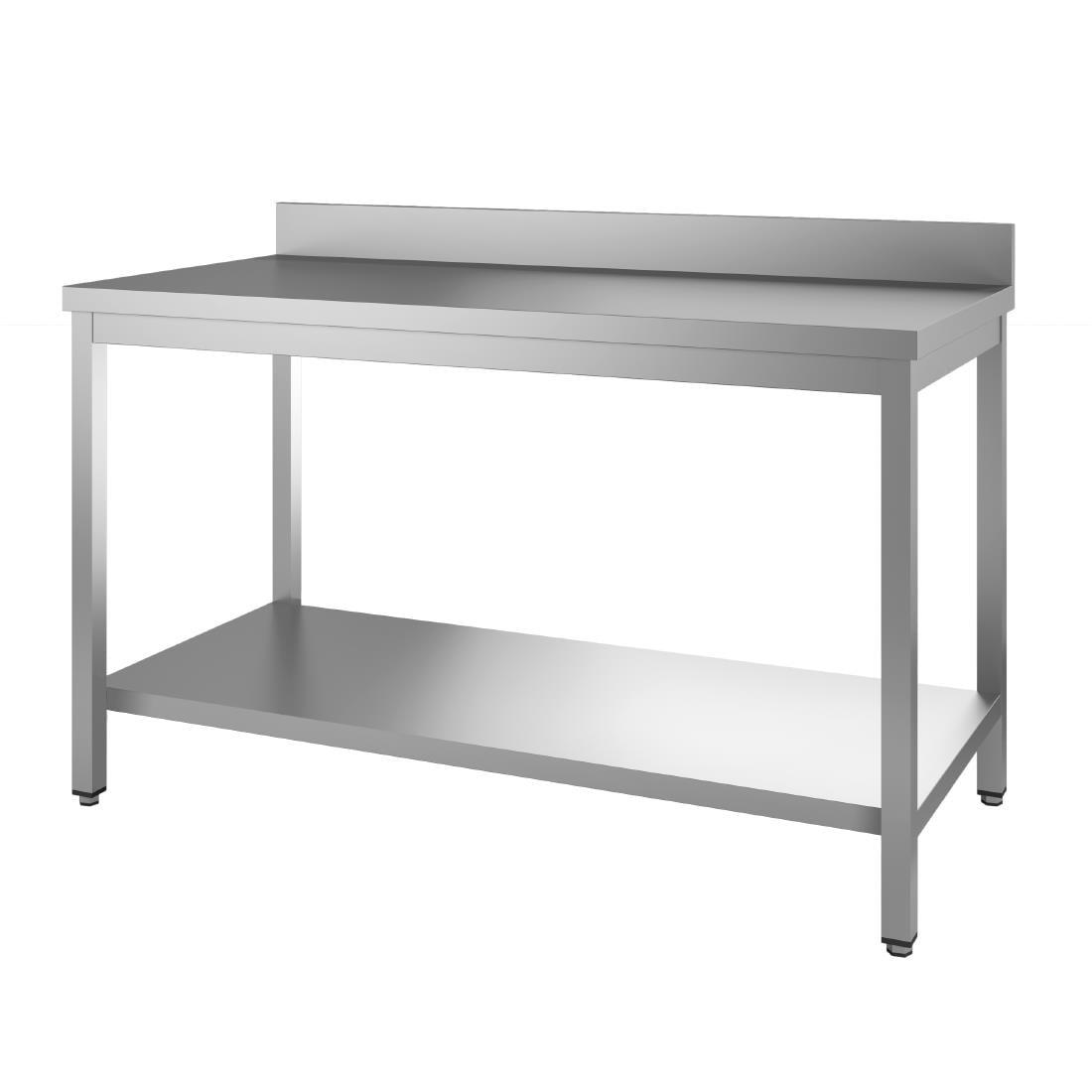 Table de préparation inox 304 avec étagère basse et dosseret Gastro M 89x100x70cm GS039