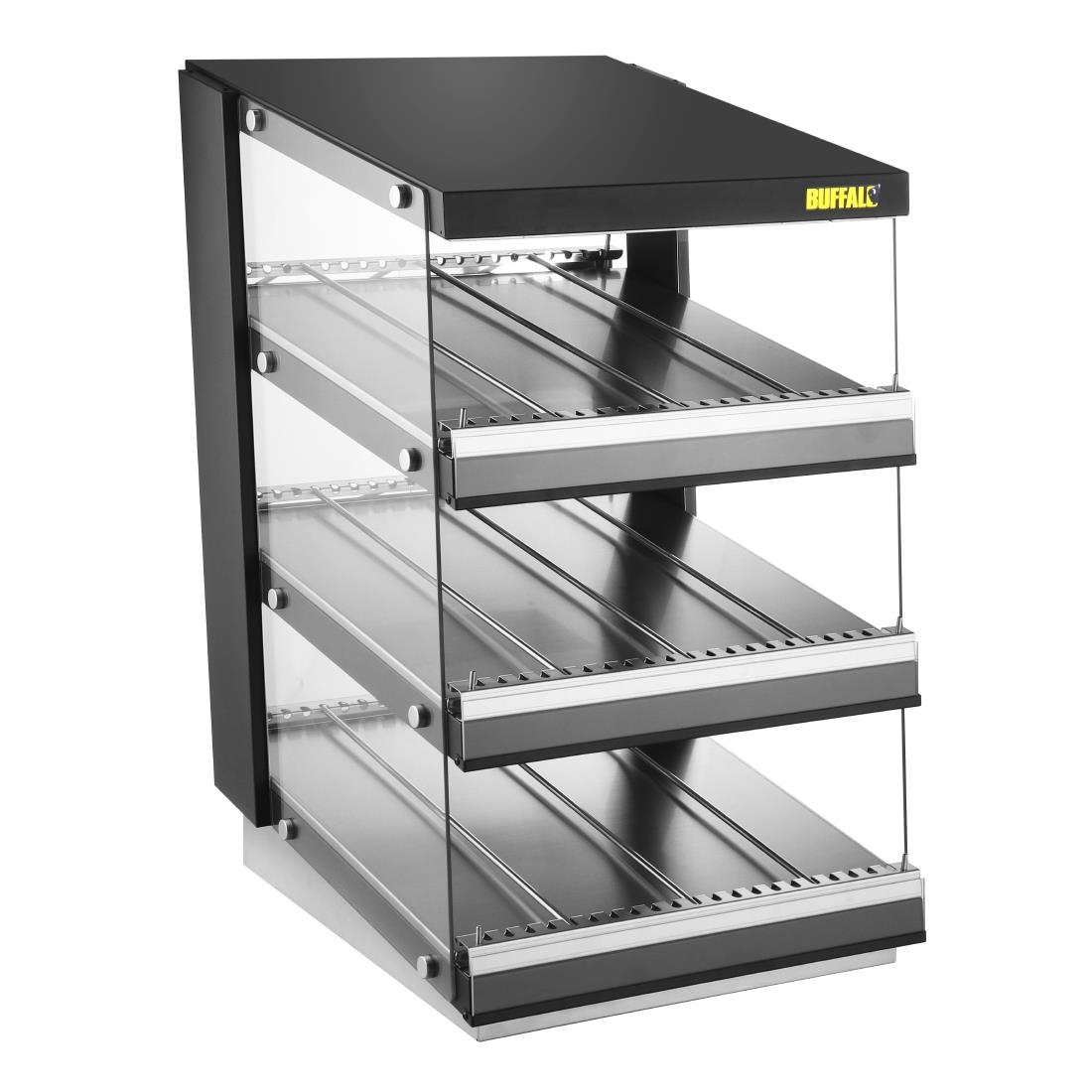 Vitrine chauffante inclinée à glissière Buffalo 3 étagères HW926