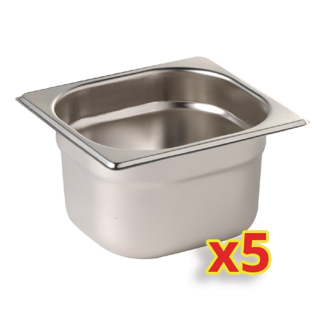 Lot de 5 bacs GN 1/6 profondeur 150mm Vogue S411