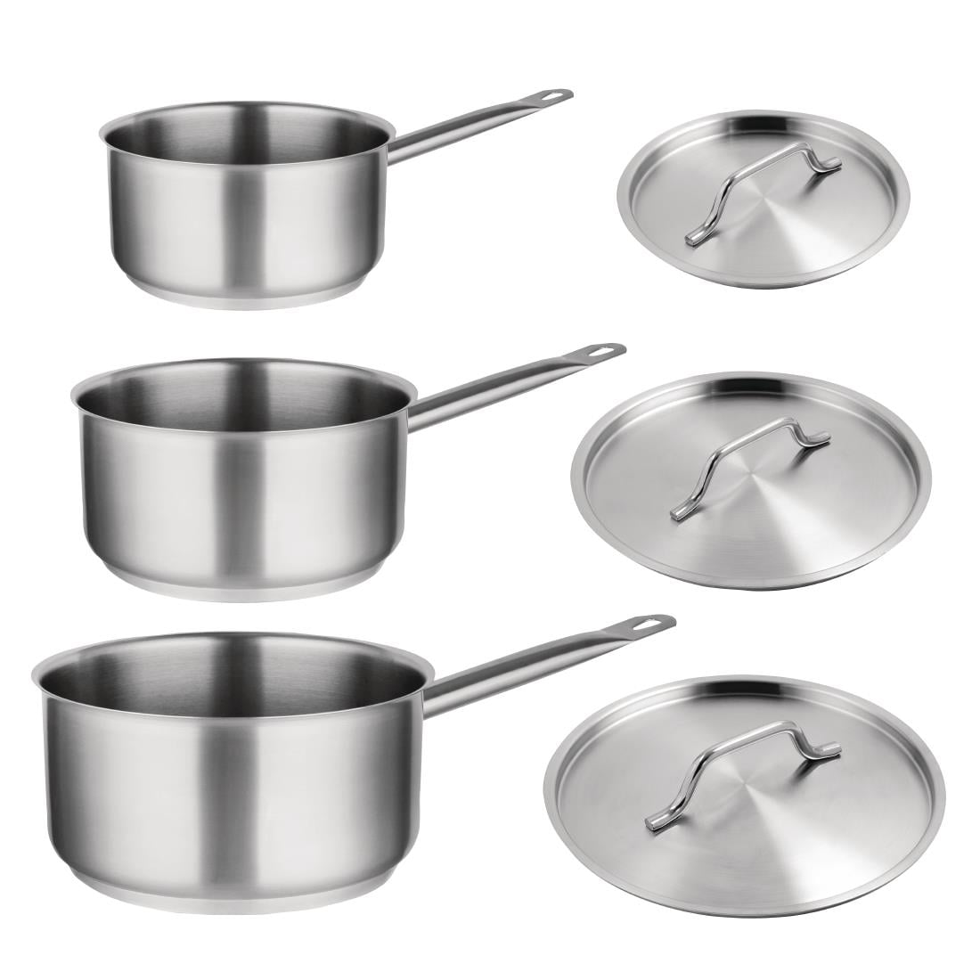 Ensemble 3 casseroles et couvercles inox Vogue Cook Like A Pro SA617