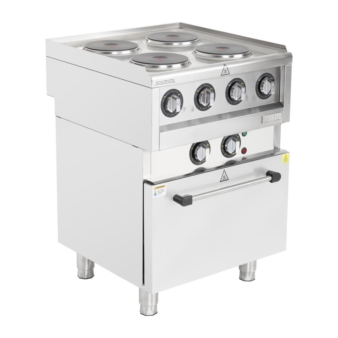 Fourneau électrique 4 feux sur four à convection Buffalo Série 600 SA808
