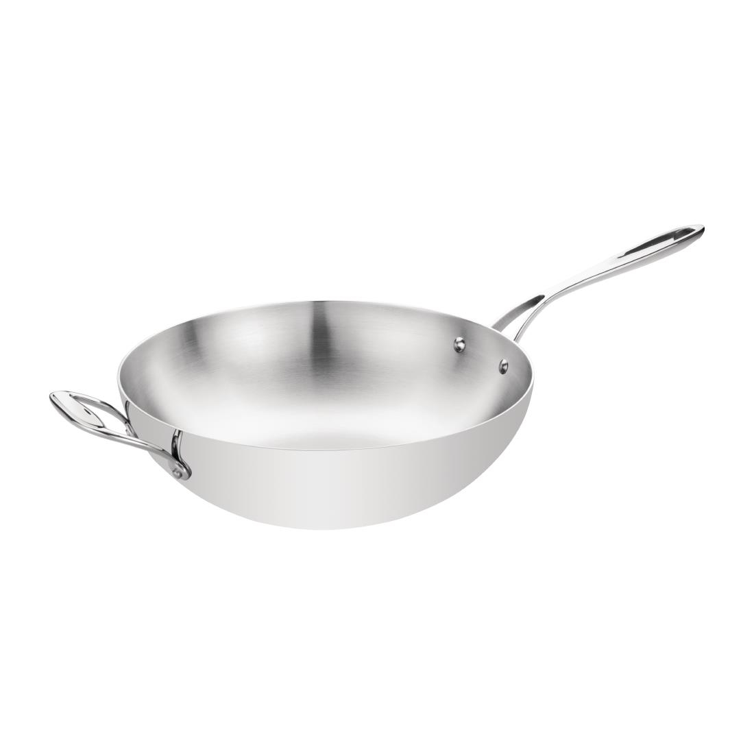Wok triple épaisseur à fond plat Vogue Y261