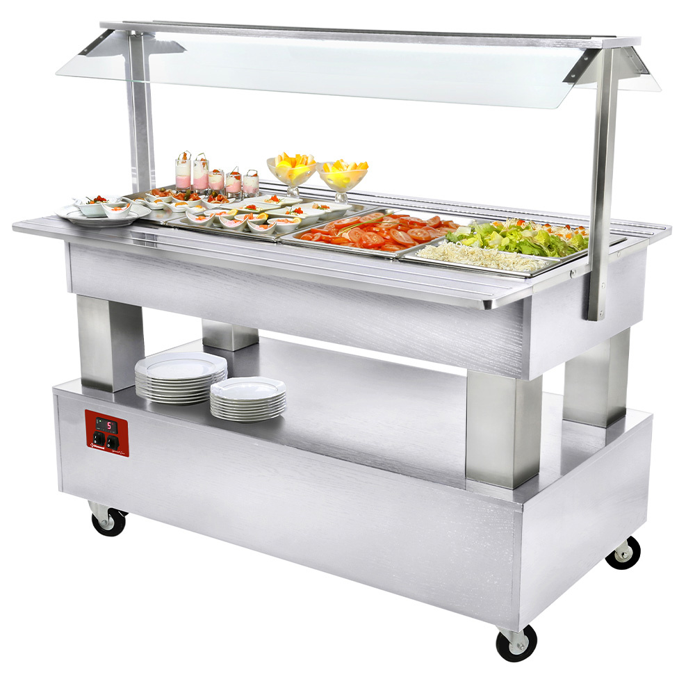Buffet - Bar à salades réfrigéré, 4x GN1/1-150 (bois blanc) DIAMOND BSB/4N-A1-R2