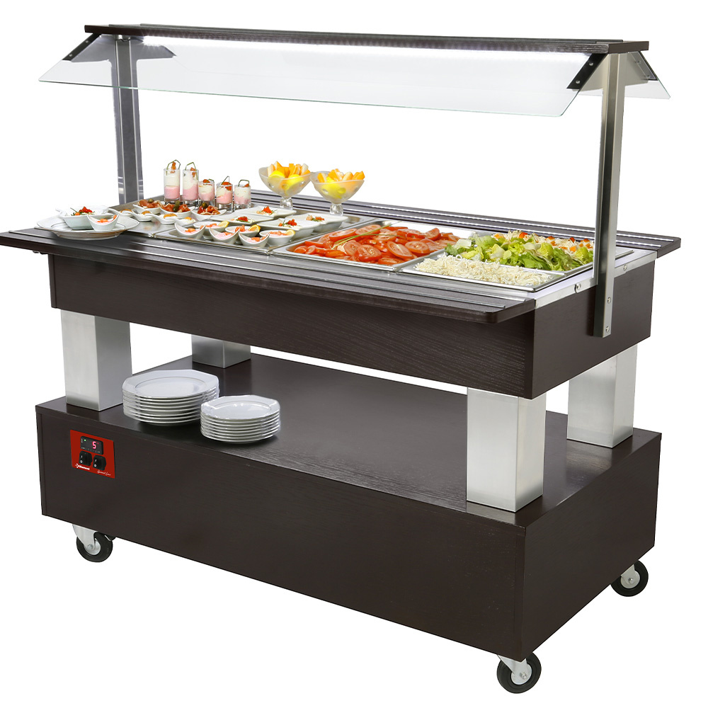 Buffet - Bar à salades réfrigéré, 4x GN1/1-150 (bois de wengé) DIAMOND BSB/4N-B1-R2