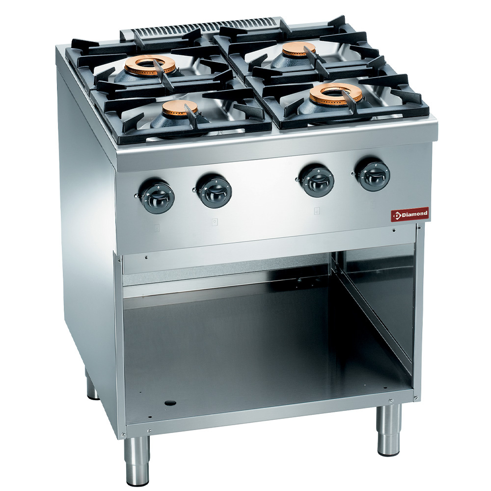 Cuisinière à gaz 4 brûleurs, sur placard ouvert DIVERSO C4GA7-SP