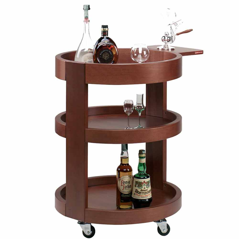 Chariot rond pour bouteilles, 3 niveaux, bois « noyer » DIAMOND CRL/3