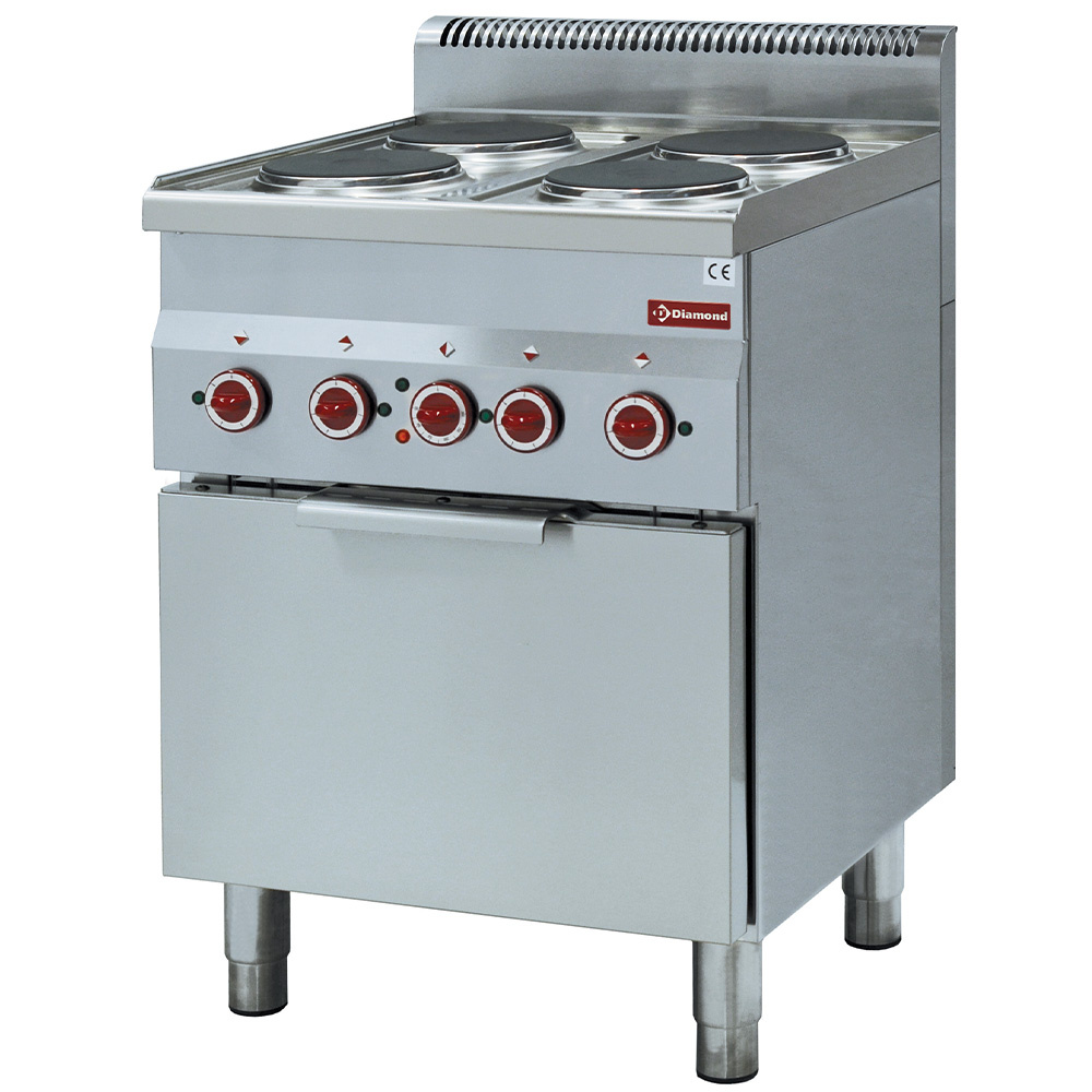 Cuisinière 4 plaques de cuisson et four à convection électrique GN 2/3 DIAMOND E60/4PFV6-230/3-