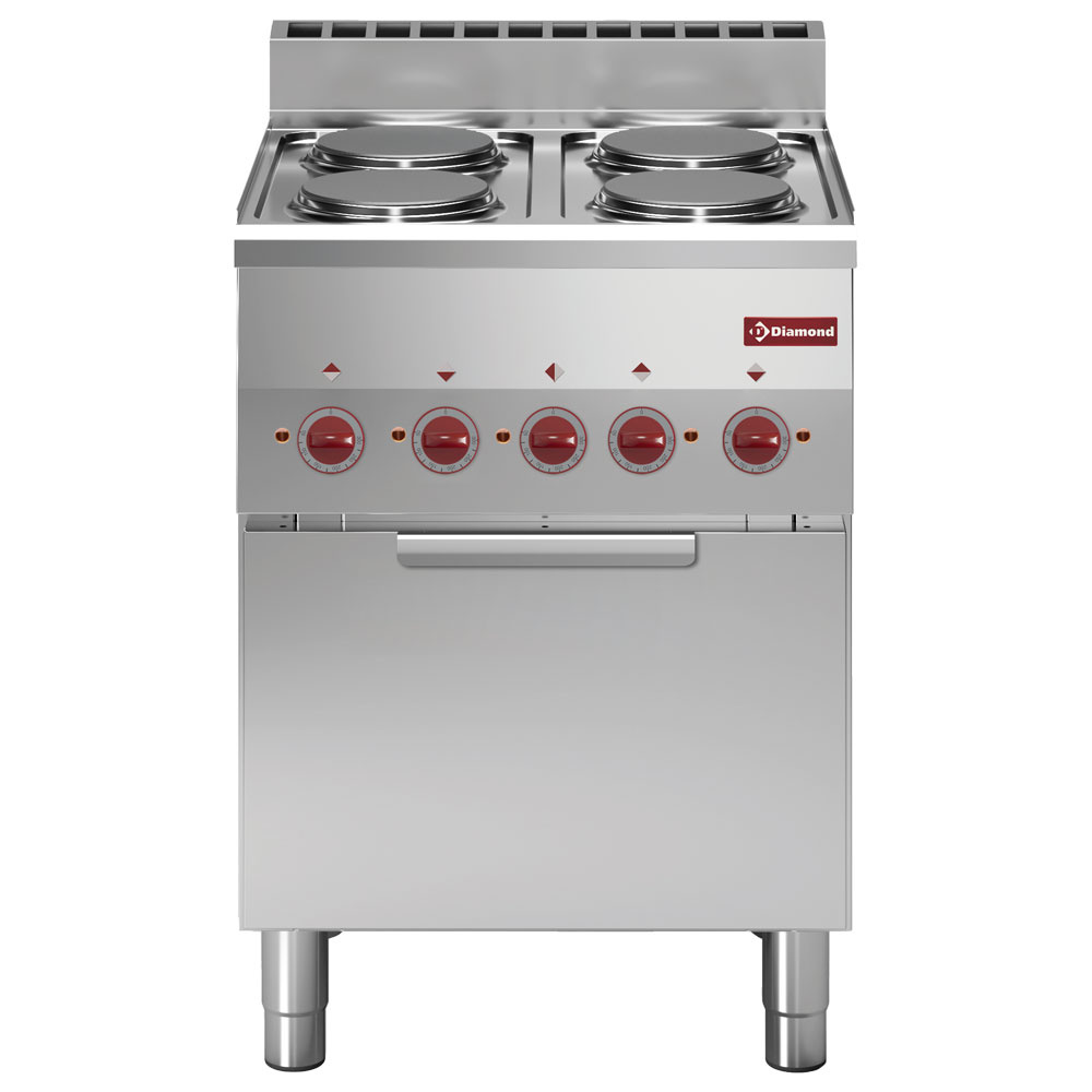 Cuisinière 4 plaques de cuisson et four à convection électrique GN 2/3 DIAMOND E60/4PFV6-230/3-N