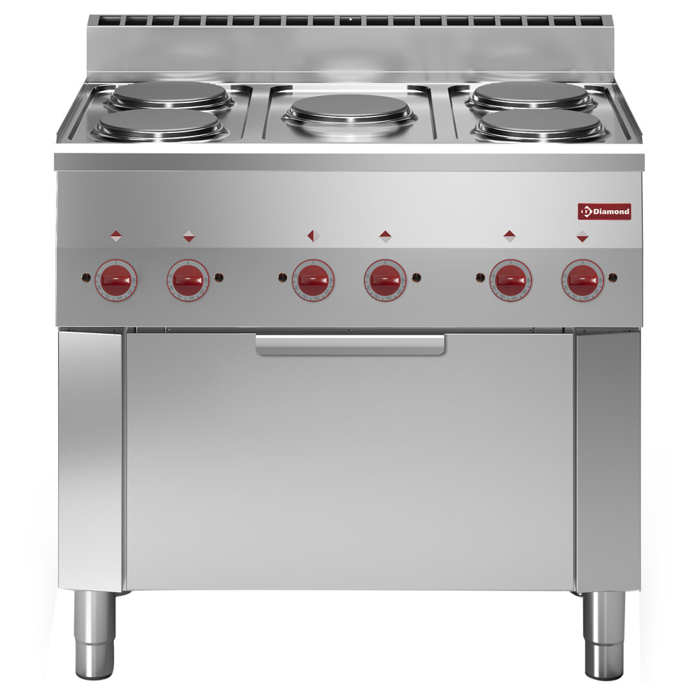 Cuisinière 5 plaques de cuisson et four à convection électrique GN 1/1 DIAMOND E60/5PFV9-N