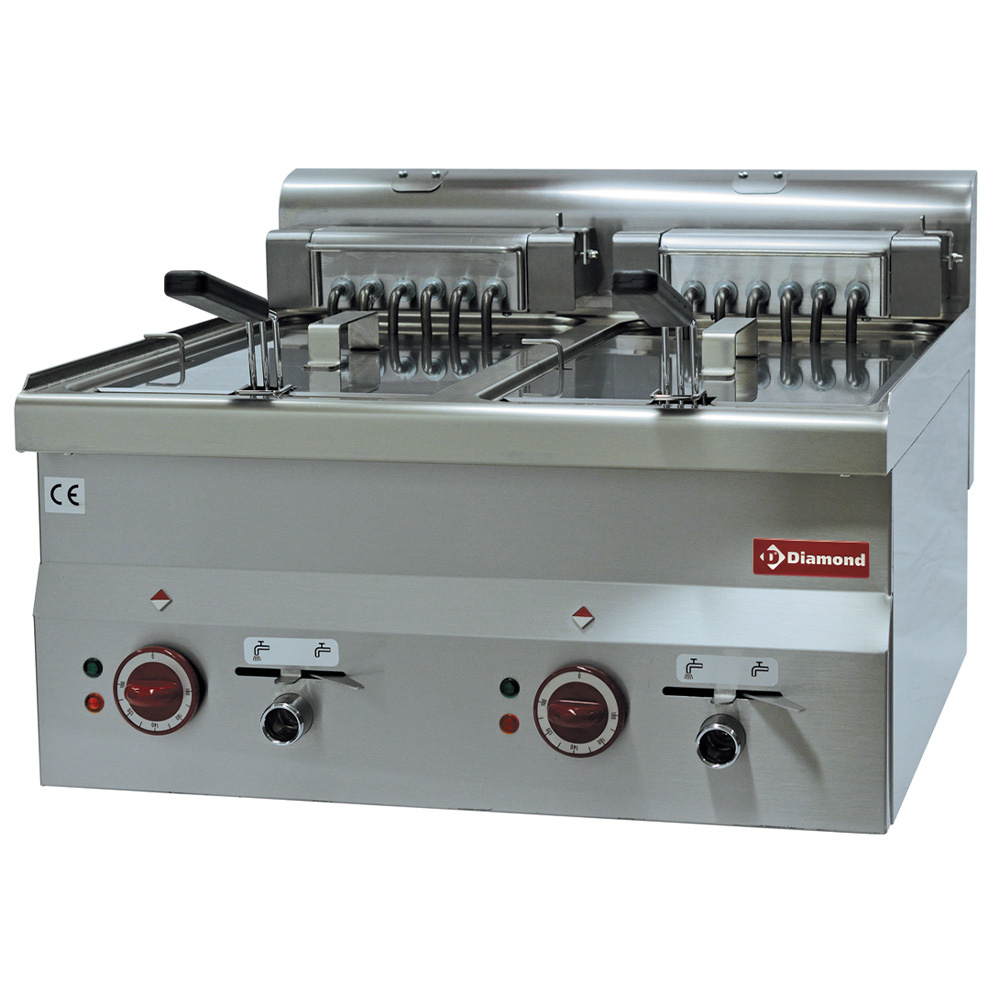 Friteuse électrique, 2 cuves de 10 litres -Haut- DIAMOND E60/F20-6T