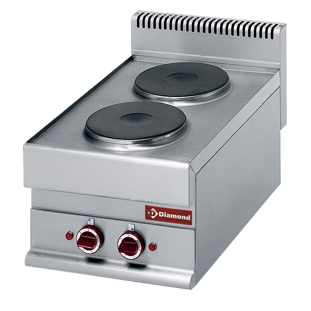 Cuisinière électrique 2 plaques de cuisson rondes -dessus- "Alpha 650" DIAMOND E65/2P4T-230V/3-