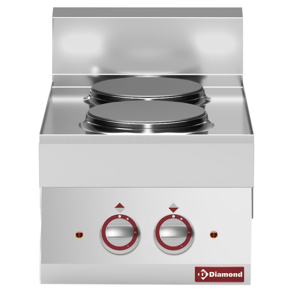 Cuisinière électrique 2 plaques de cuisson rondes -dessus- "Alpha 650" DIAMOND E65/2P4T-230V/3-N