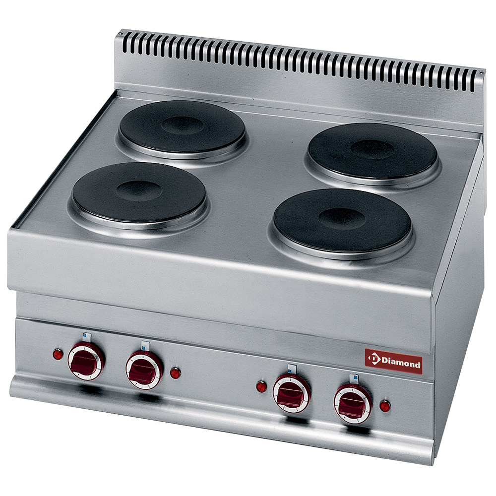 Cuisinière électrique 4 plaques de cuisson rondes -dessus- "Alpha 650" DIAMOND E65/4P7T-230V/3-