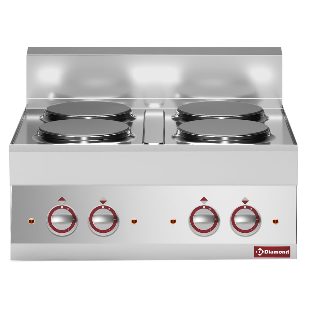 Cuisinière électrique 4 plaques de cuisson rondes -dessus- "Alpha 650" DIAMOND E65/4P7T-230V/3-N