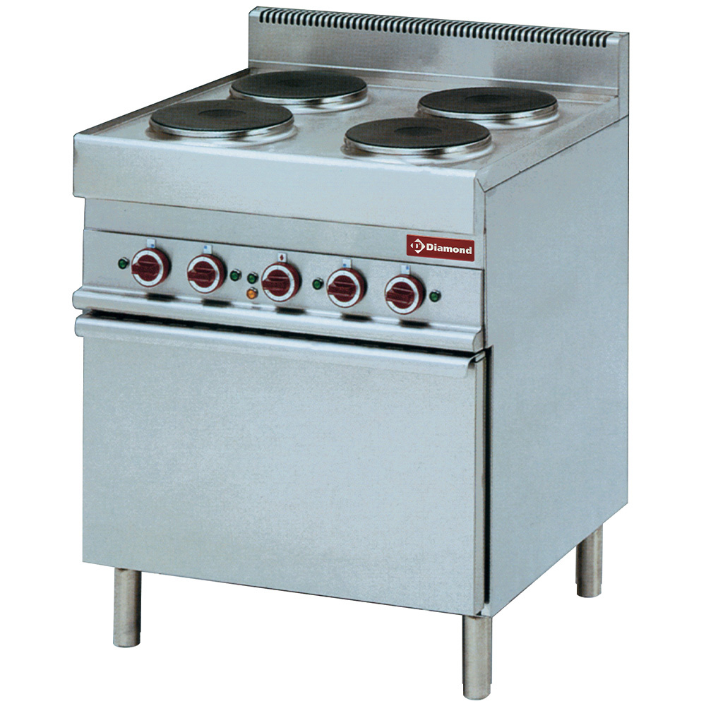 Cuisinière électrique avec 4 plaques de cuisson rondes et four à convection GN 1/1 DIAMOND E65/4PFV7-230V/3-