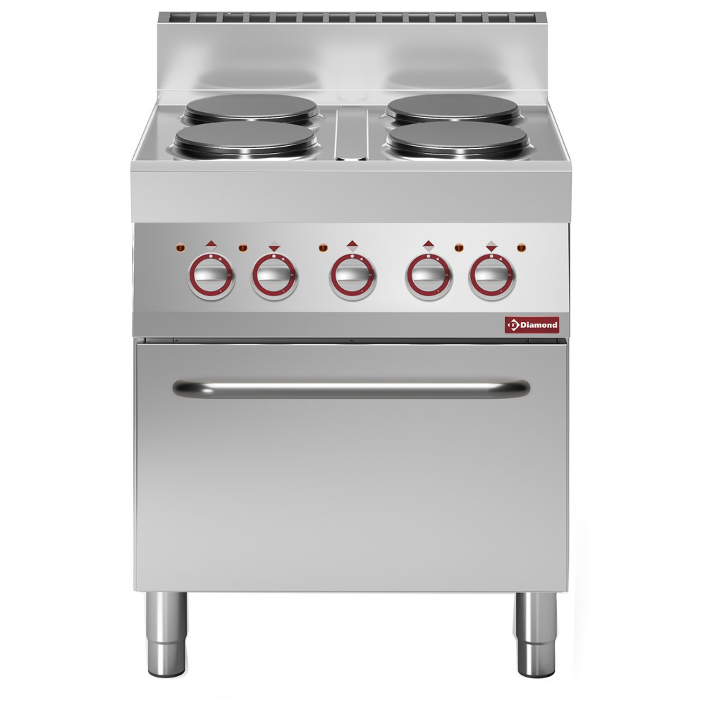Cuisinière électrique avec 4 plaques de cuisson rondes et four à convection GN 1/1 DIAMOND E65/4PFV7-N