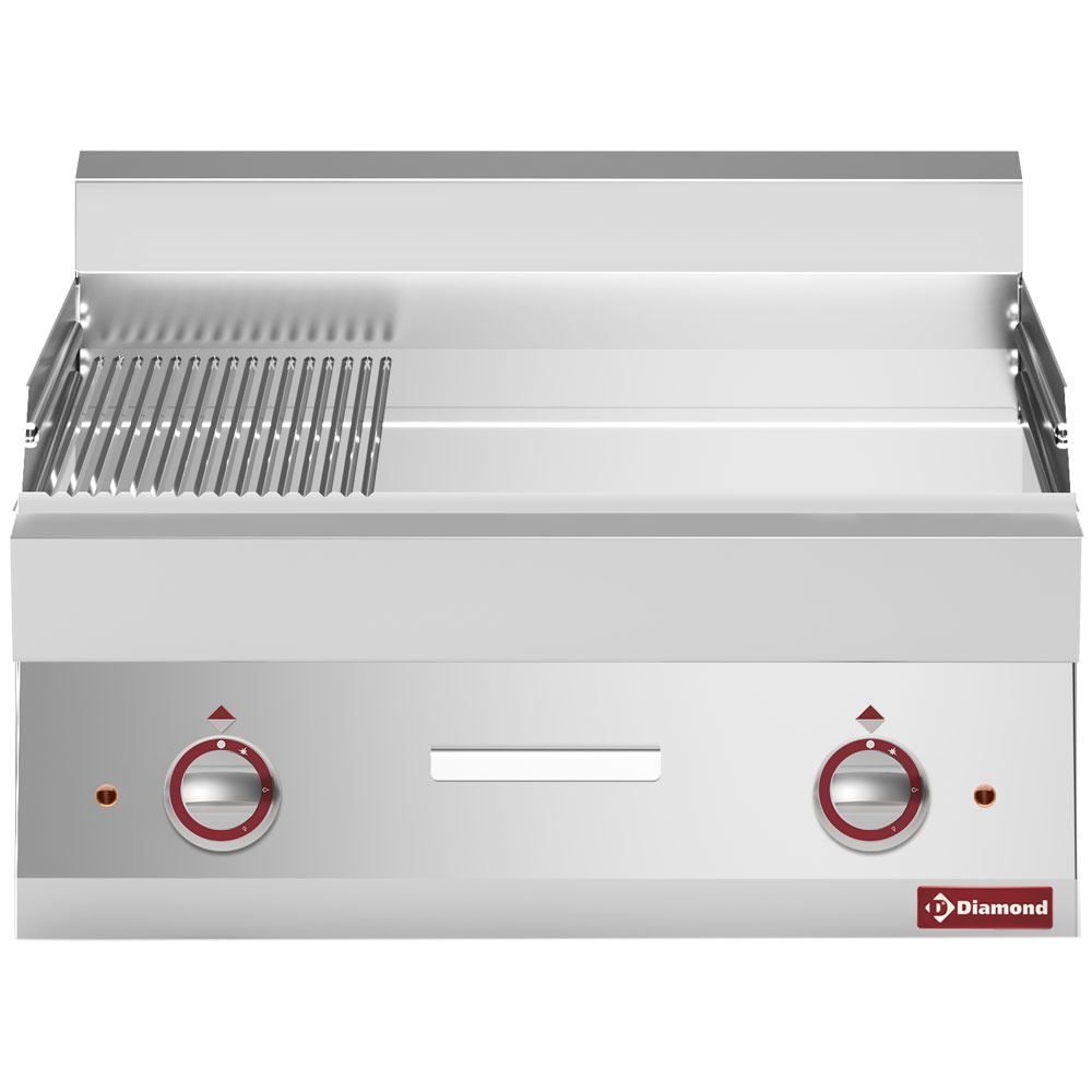 Plaque de cuisson électrique 2/3 plate et 1/3 striée -dessus- « Alpha 650 » DIAMOND E65/PMCD7T-230V/3-N