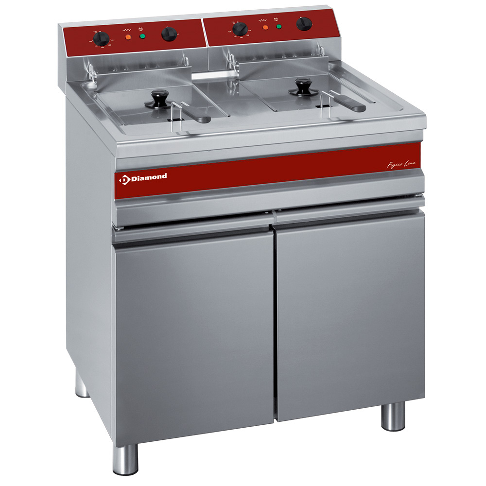 Friteuse électrique, deux réservoirs de 14 litres sur le placard DIAMOND F14_14E/M