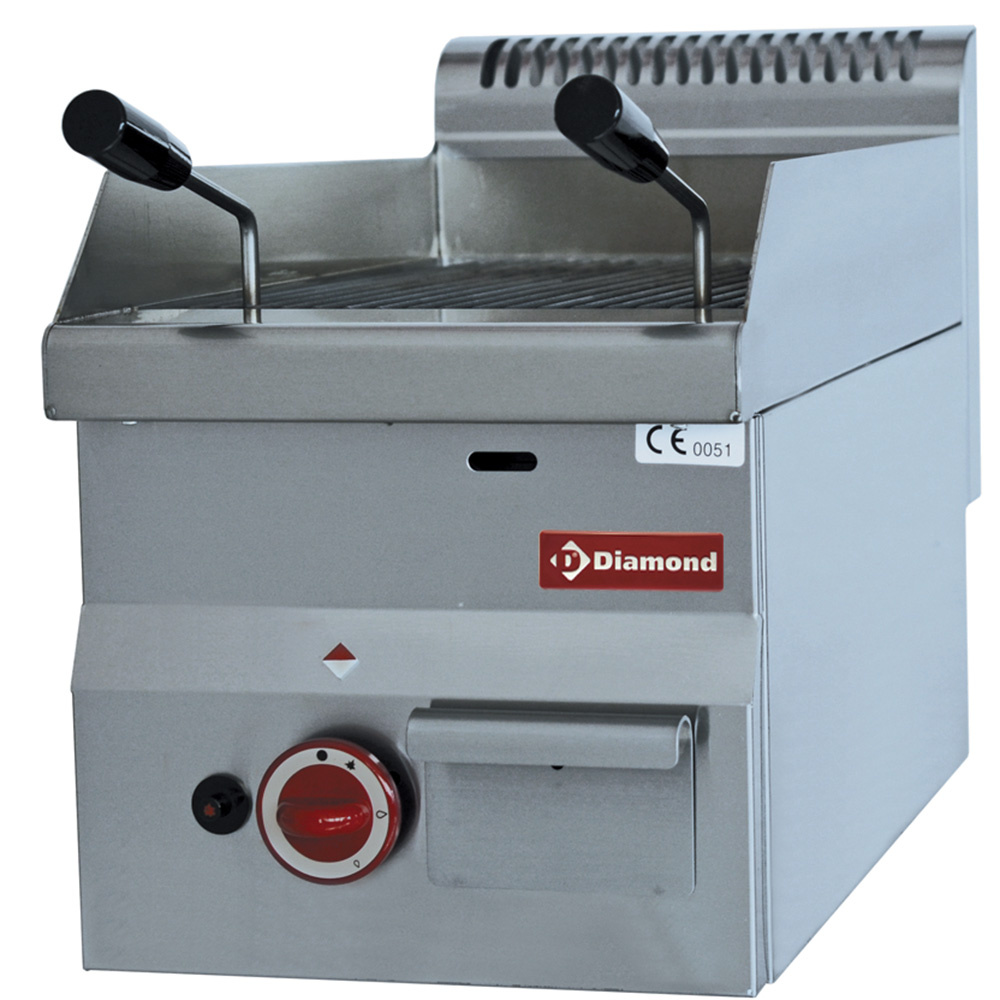 Grill à gaz en pierre de lave avec grille de cuisson en fonte -Haut- DIAMOND G60/GPL3T