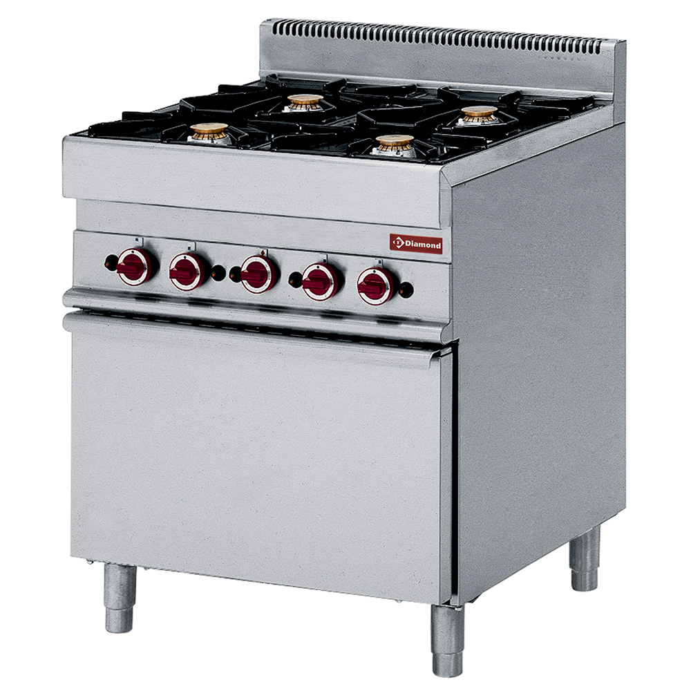 Cuisinière à gaz 6 brûleurs et four électrique à convection GN 1/1 DIAMOND G65/4BFEV7-230V/3-