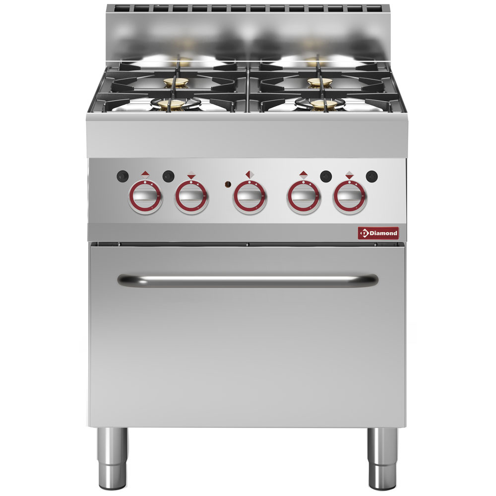 Cuisinière à gaz 4 brûleurs et four à convection électrique GN 1/1 DIAMOND G65/4BFEV7-N
