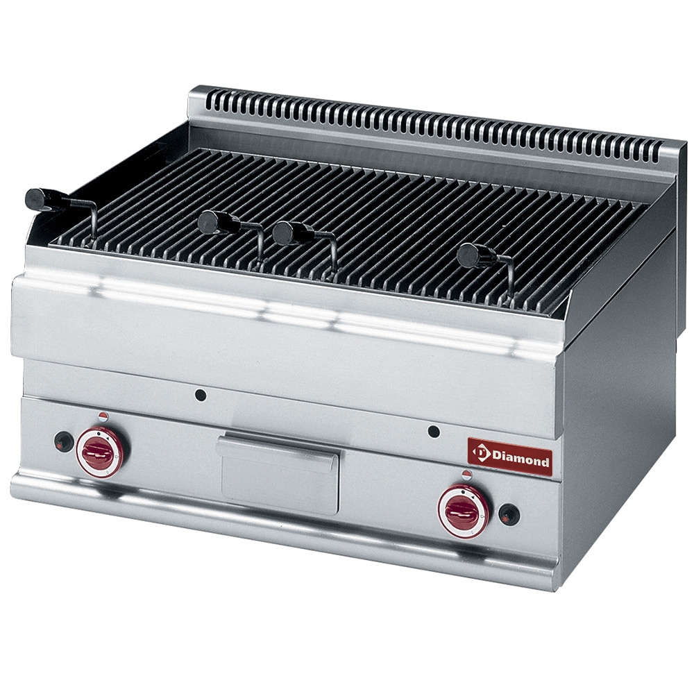 Grill à gaz en pierre de lave, grille de cuisson en fonte -Haut- DIAMOND G65/GPL7T