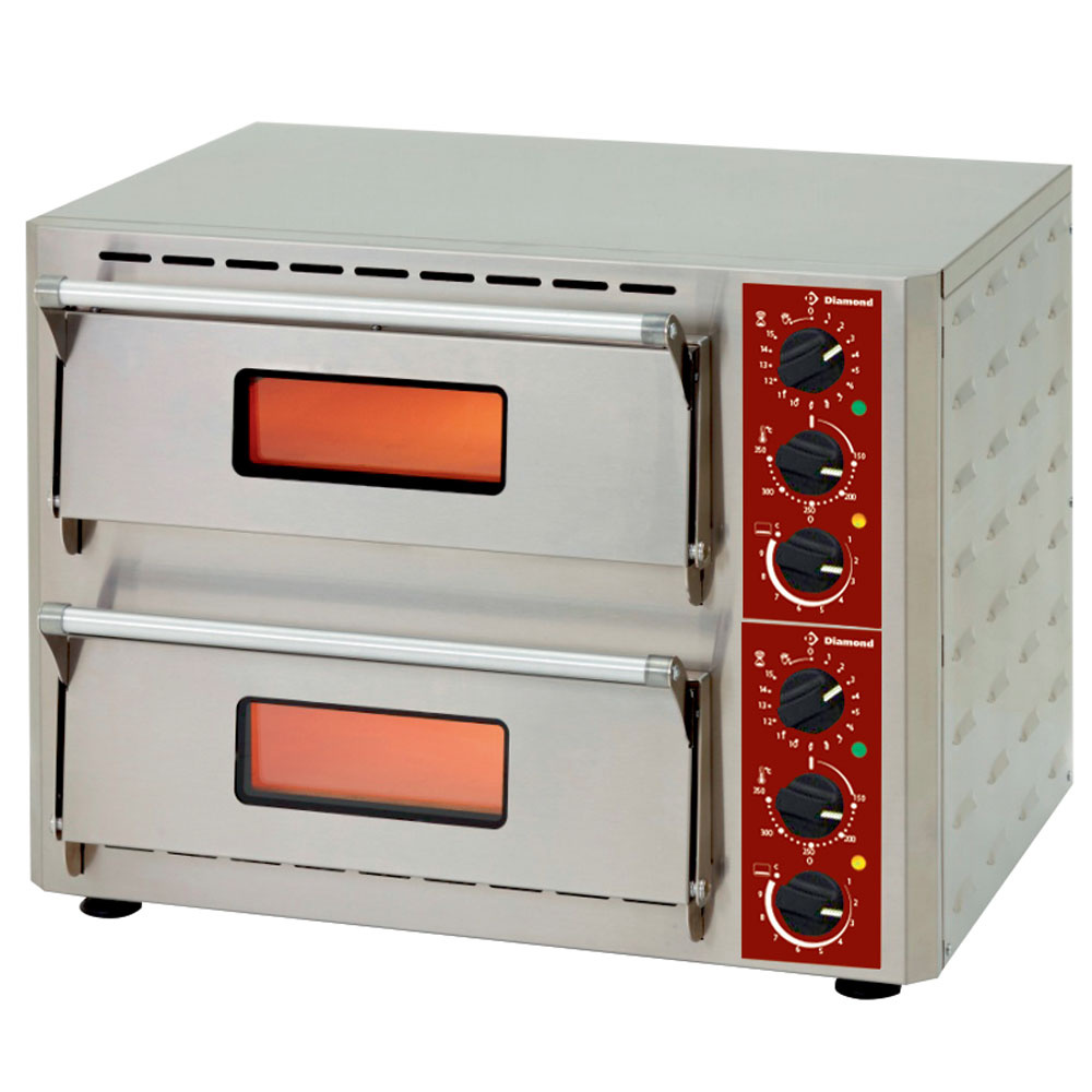 Four électrique à pizza, 2 chambres (3 + 3 kW), 430 x 430 x h 100 mm DIAMOND PIZZA-QUICK/43-2C