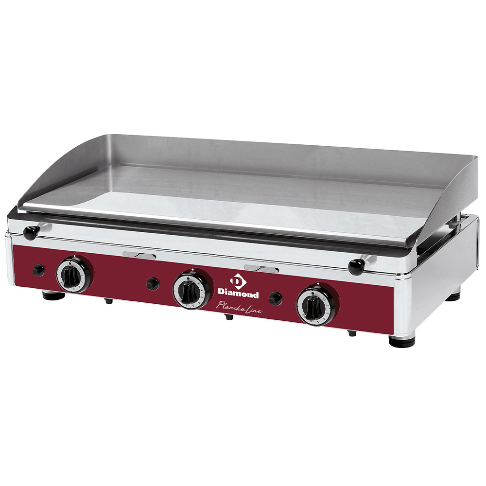 Surface de cuisson à gaz lisse, chromée DIAMOND PLANCHA/3CR-N-2EME