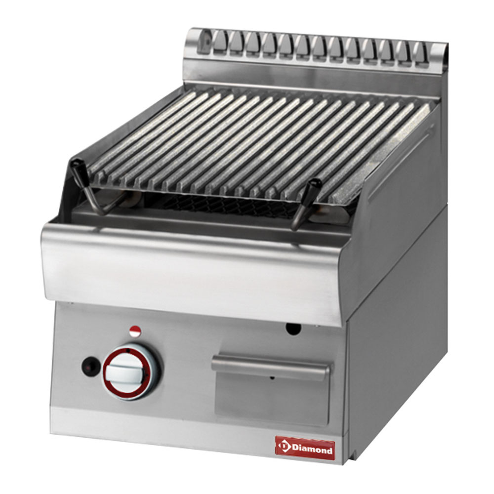 Gril en pierre de lave - 1/2 module, grille de cuisson en fonte « double face » DIAMOND PLX47-PB
