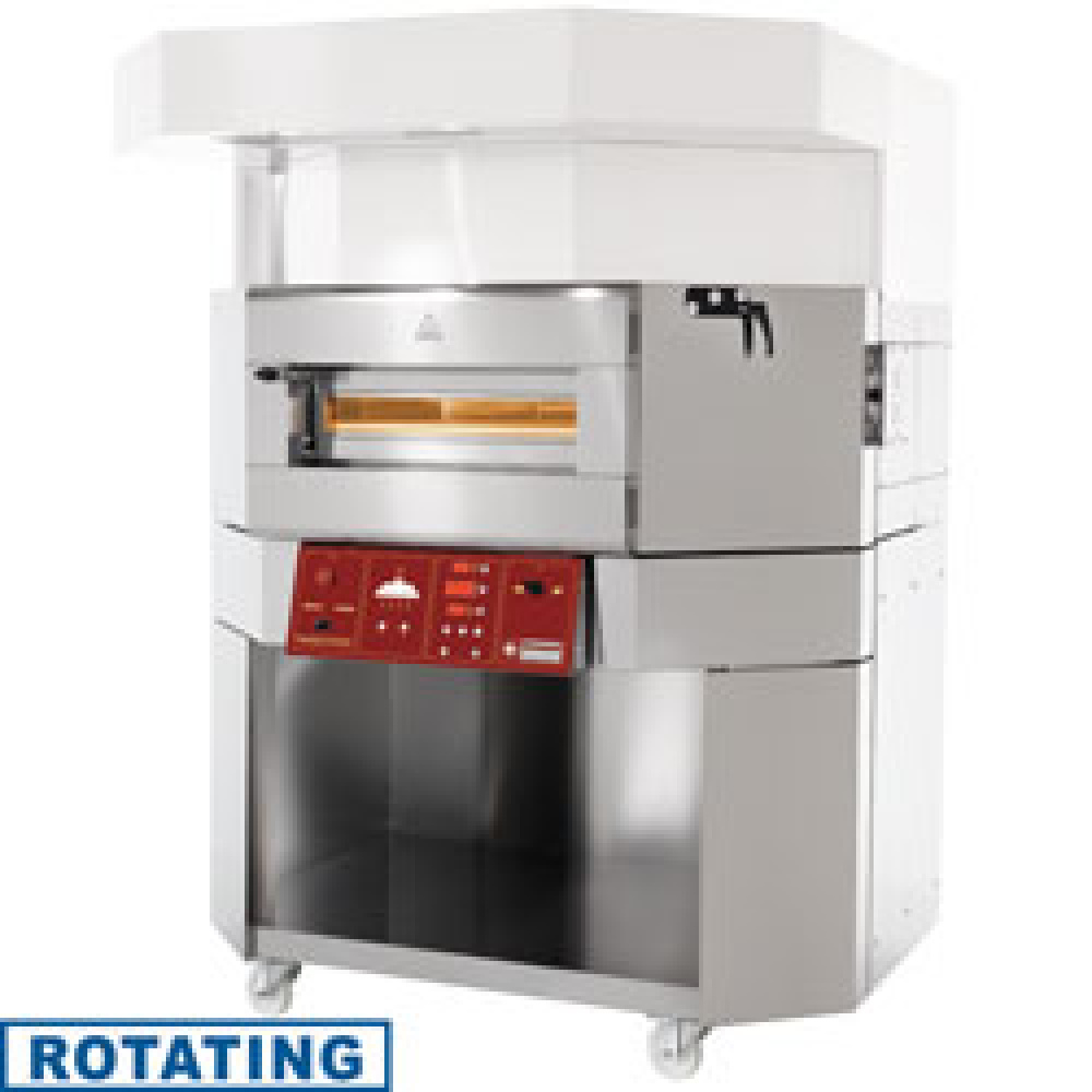 Four à pizza électrique rotatif, Ø 1400 mm, plateau sur roulettes DIAMOND RED10/35-DP