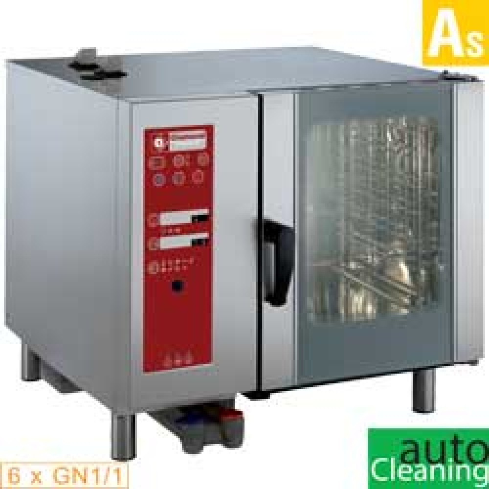 Four à gaz chaudière vapeur et convection 6x GN 1/1+ Nettoyage DIAMOND SBGS/6-CL