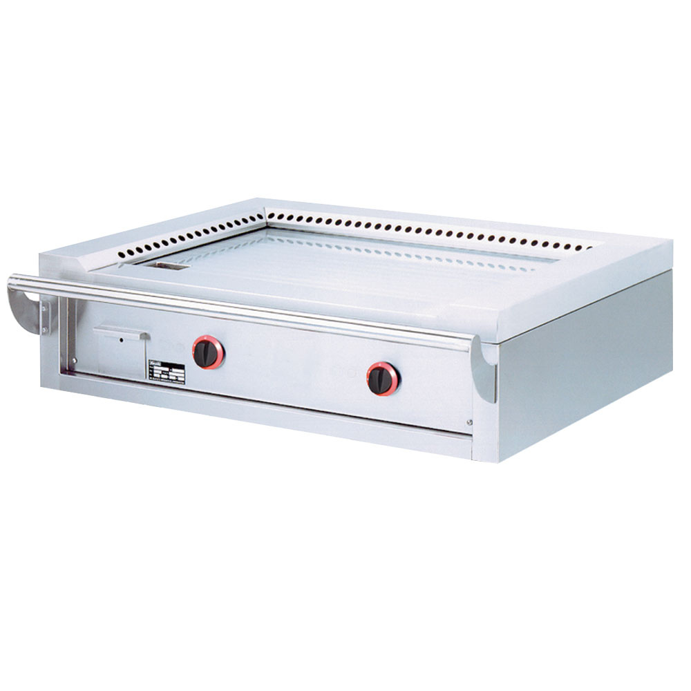 Plaque de cuisson à gaz « Teppanyaki », 2 zones (2 x 7 kW), pour table -Top- DIAMOND TPG2-12/T
