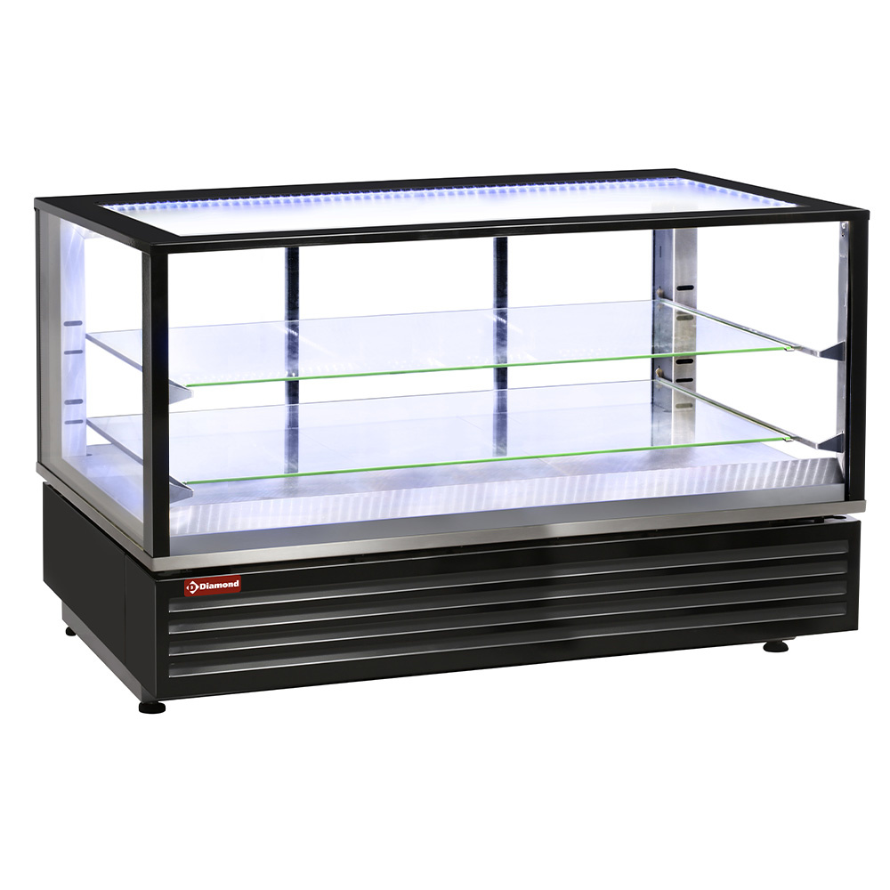 Vitrine chauffante EN ou GN, ventilée, 2 niveaux, NOIRE DIAMOND VHDG-B1