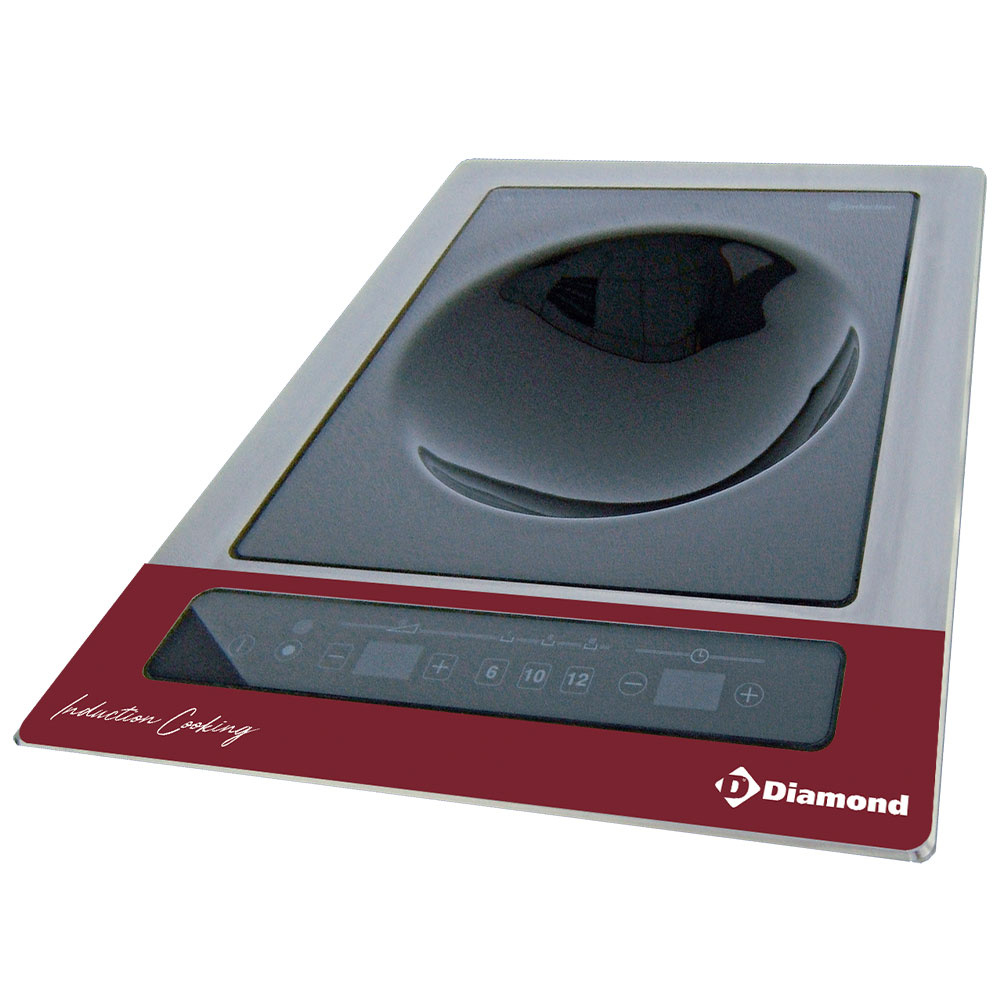 Plaque à induction « wok intégré » 6 kW-TRI, touches tactiles DIAMOND WOKI-60IP/TR-LIQ