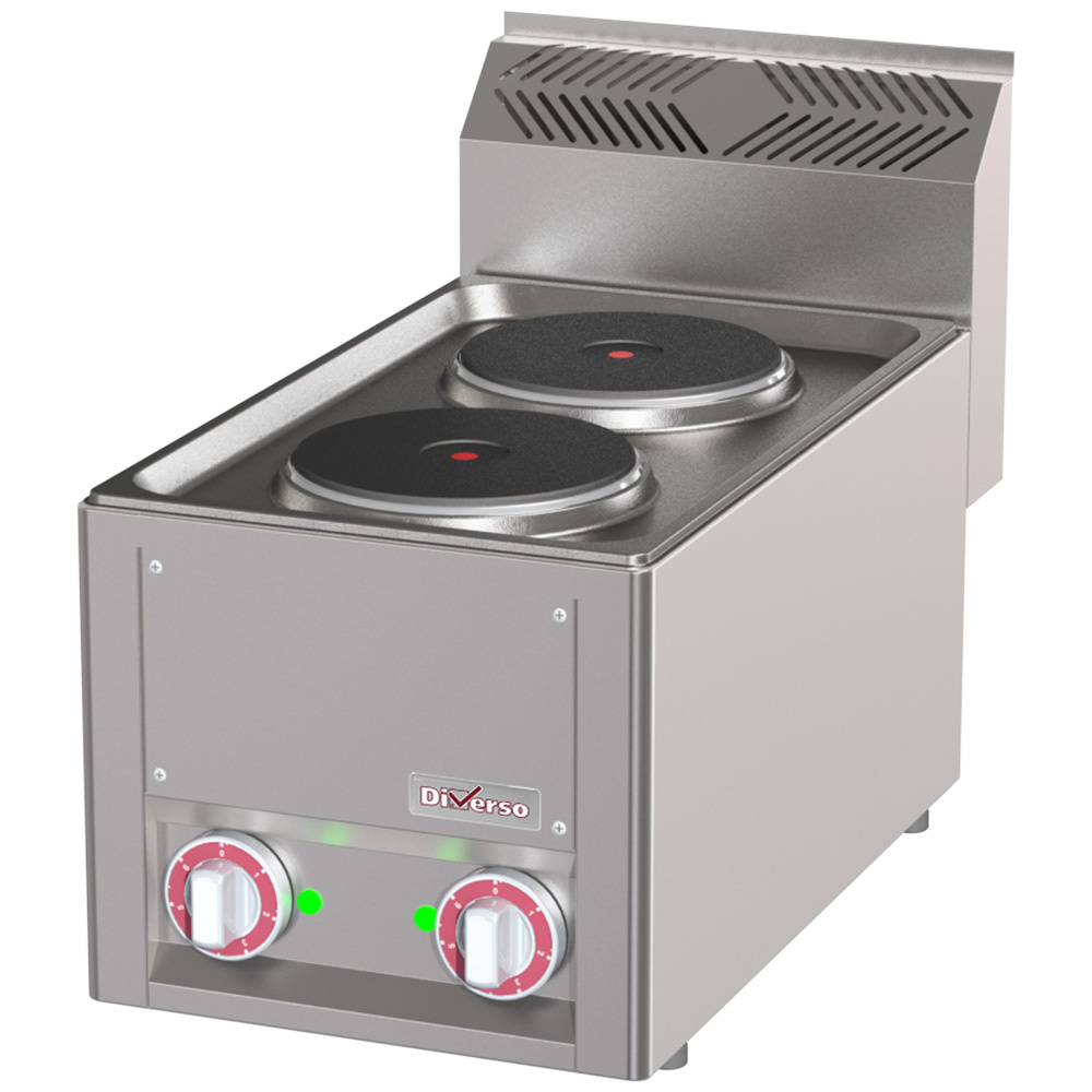 Cuisinière électrique 2 plaques, -Haut- DIVERSO WR-E2PT-02