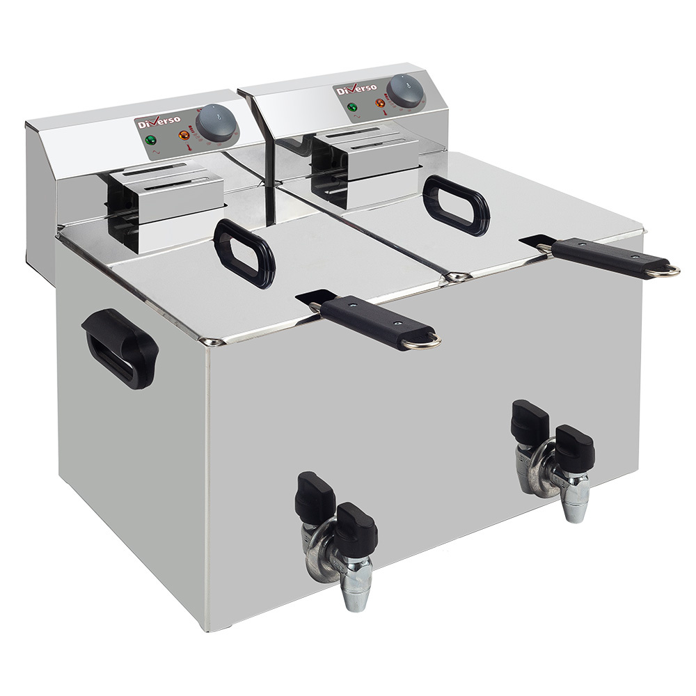 Friteuse électrique de table 2 x 8 litres + robinet DIVERSO WR-EF16-D8