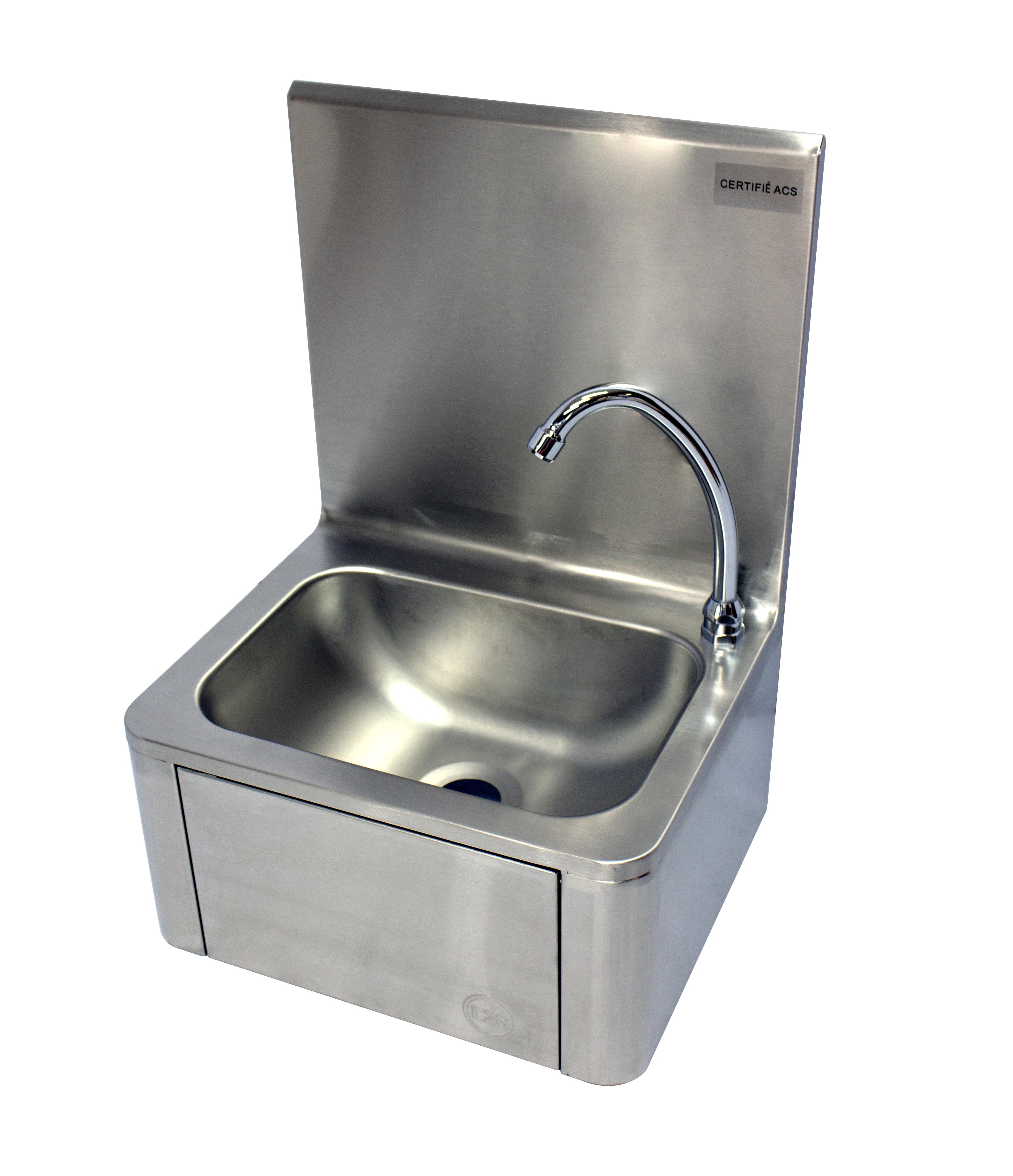 LAVE-MAINS INOX ADOSSE AVEC PANNEAU BASCULANT L2G LMD