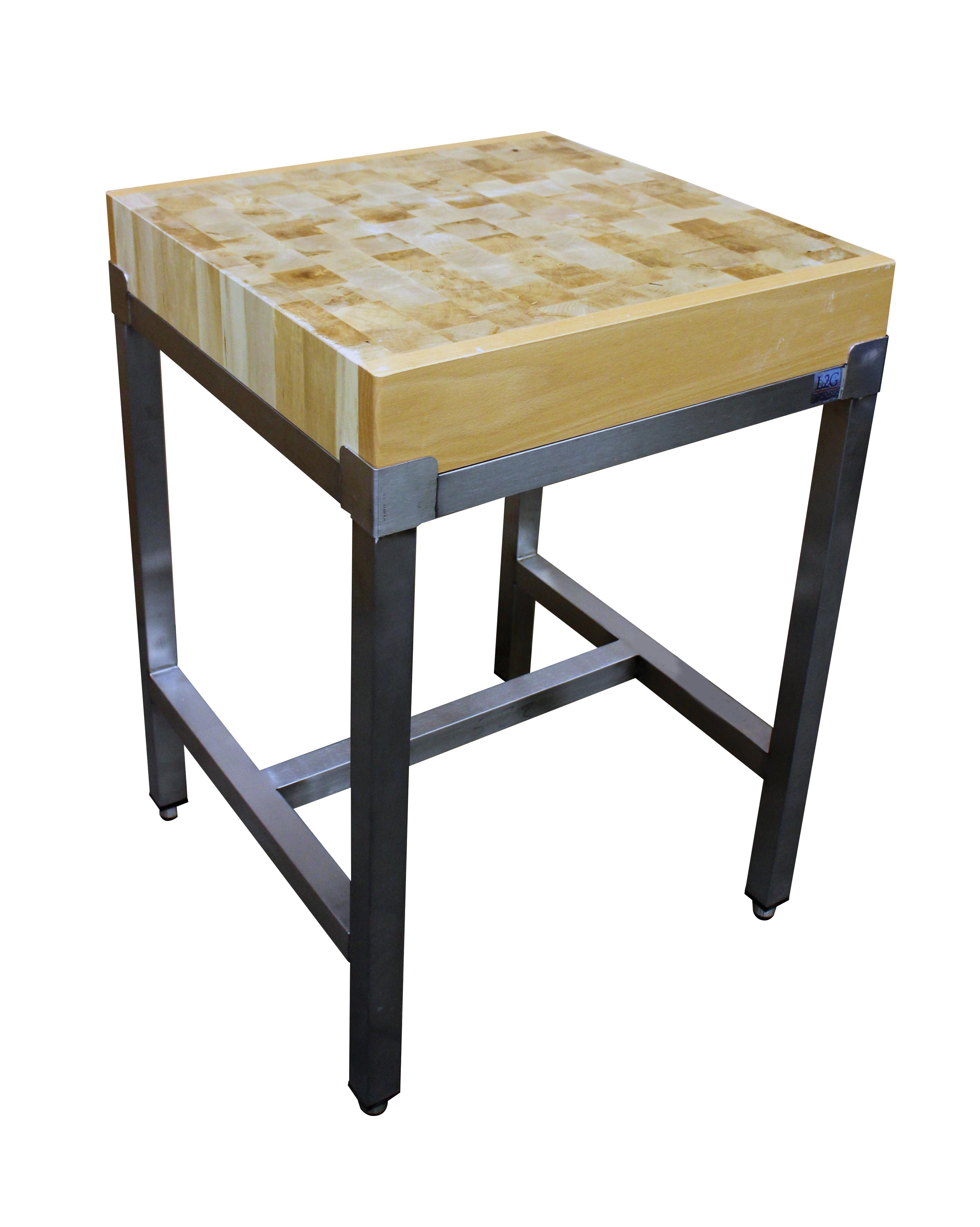 BILLOT BOIS 600X600X100 MM SUR PIETEMENT INOX L2G F-B66B-100