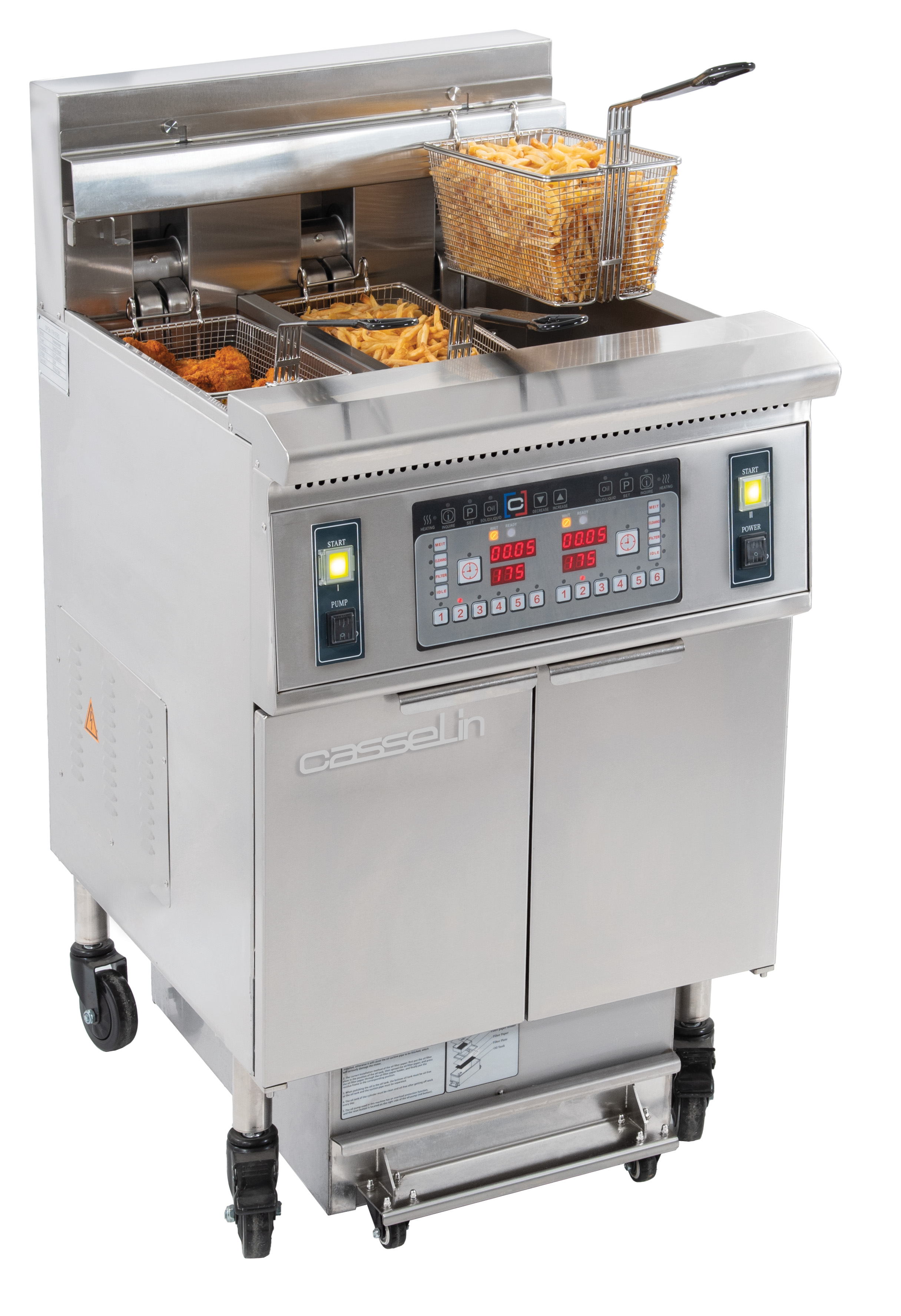 Friteuse électrique avec filtration 12 + 22 litres 8,5+17kW CASSELIN-CFPF1222