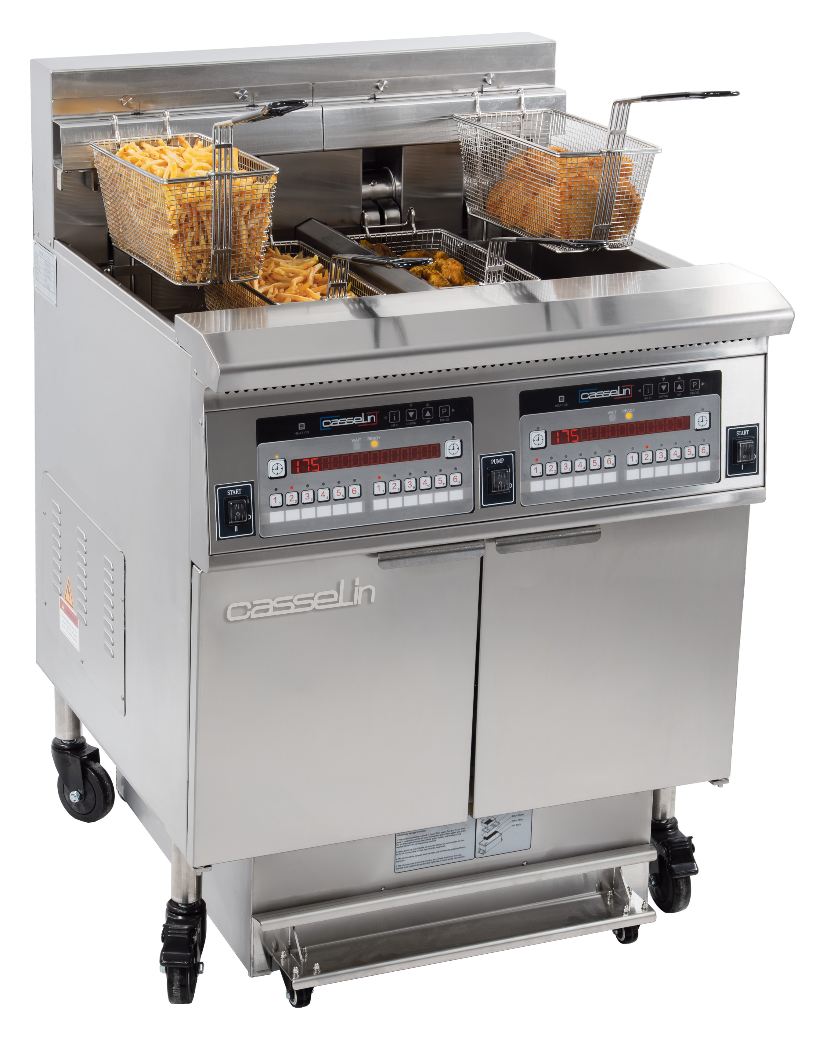 Friteuse électrique avec filtration 2 x 22 litres 17+17kW CASSELIN-CFPF222
