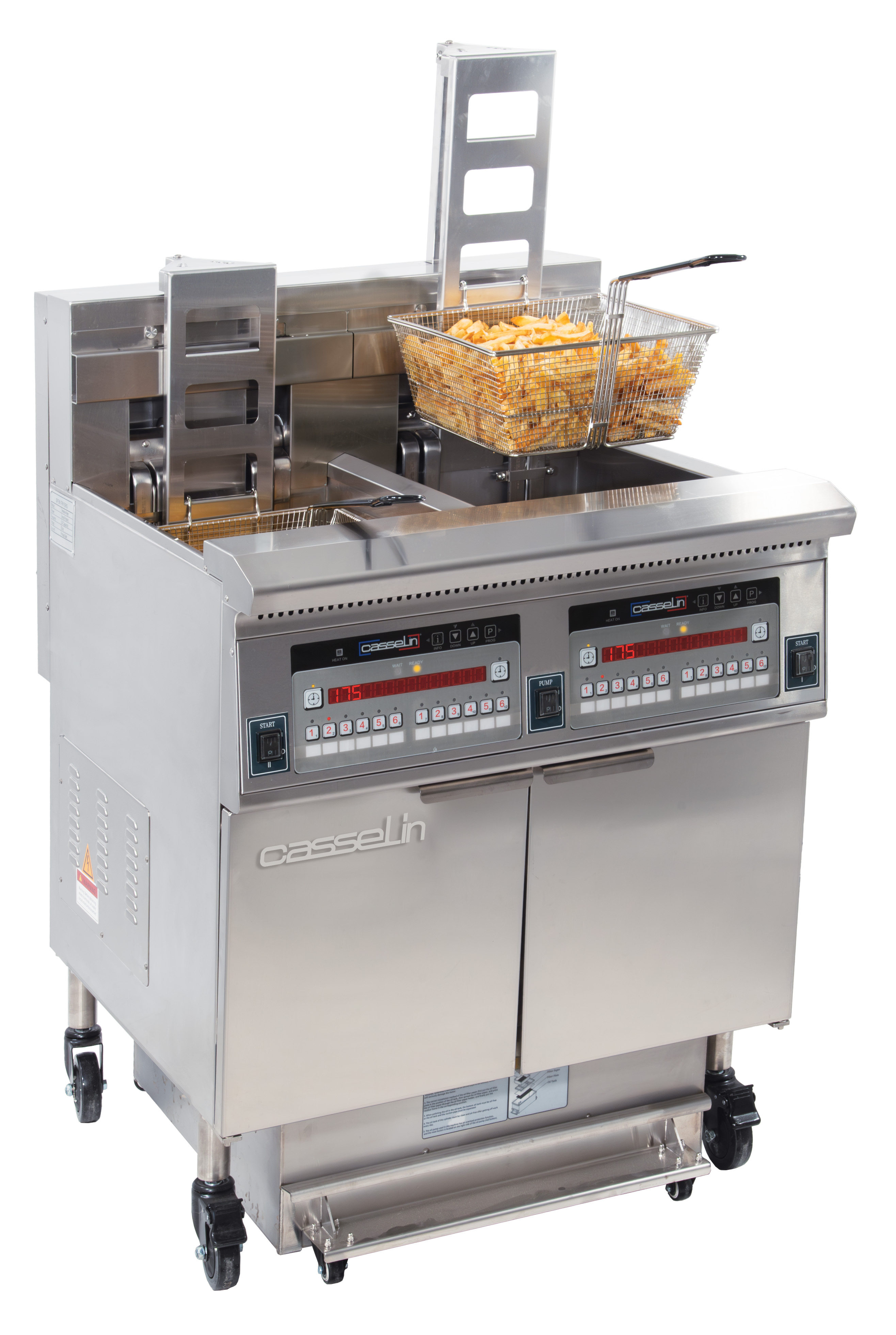 Friteuse électrique avec relevage automatique et filtration 2 x 22 litres 17+17k CASSELIN-CFPRAF222