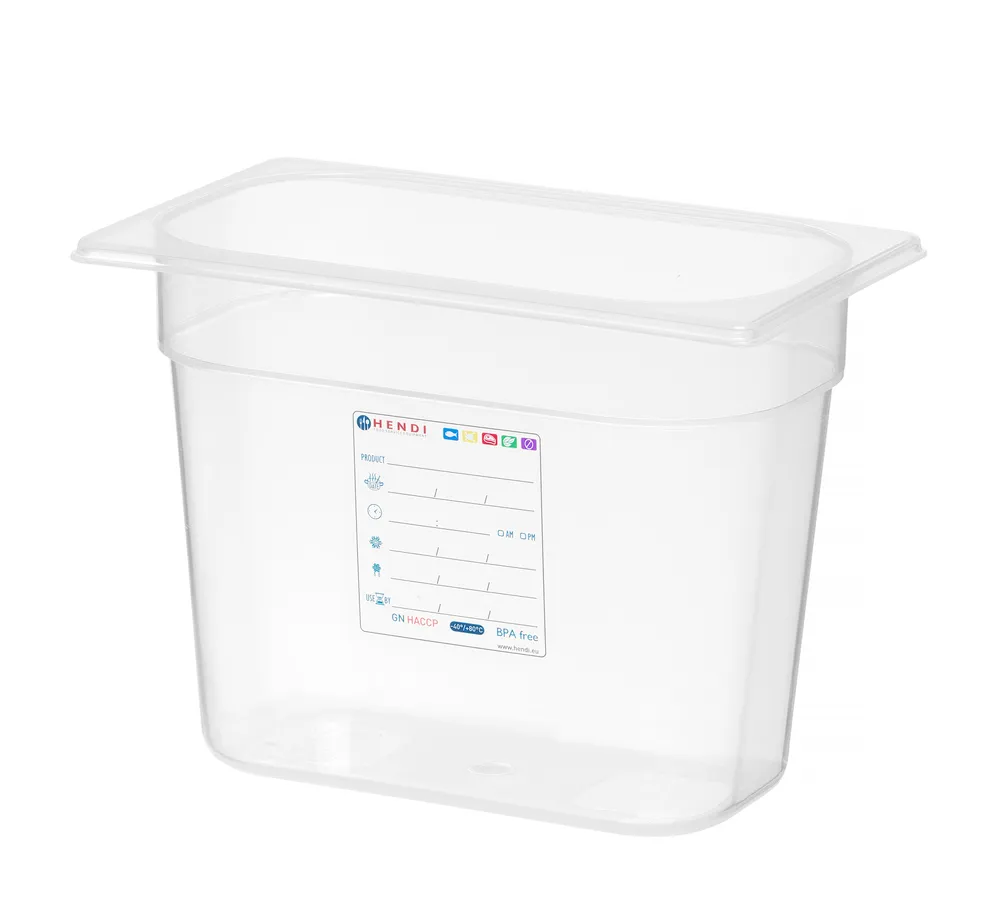 Bac Gastronorme 1/4, HENDI, GN 1/4, 1,8L, Transparent, 265x162x(H)65mm