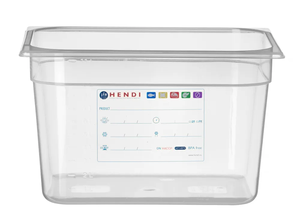 Bac Gastronorme 1/2, HENDI, GN 1/2, 12,5L, Transparent, 325x265x(H)200mm