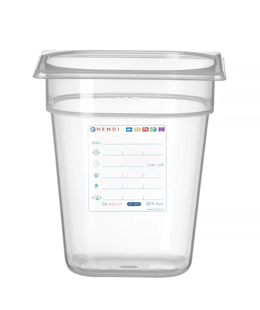 Bac Gastronorme 1/6, HENDI, GN 1/6, 2,4L, Transparent, 176x162x(H)150mm