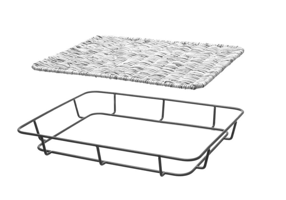 Corbeille à pain avec bord en inox, HENDI, Gris clair, 400x300x(H)50mm