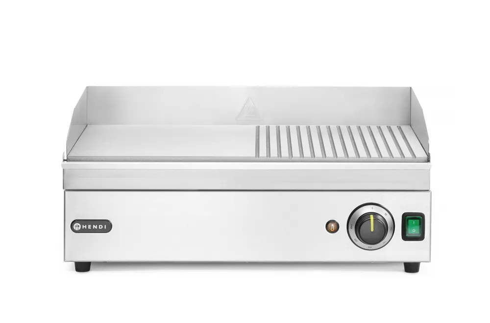 Grill - moitié rainuré, HENDI, Kitchen Line, 220-240V/2400W, 527x404x(H)233mm