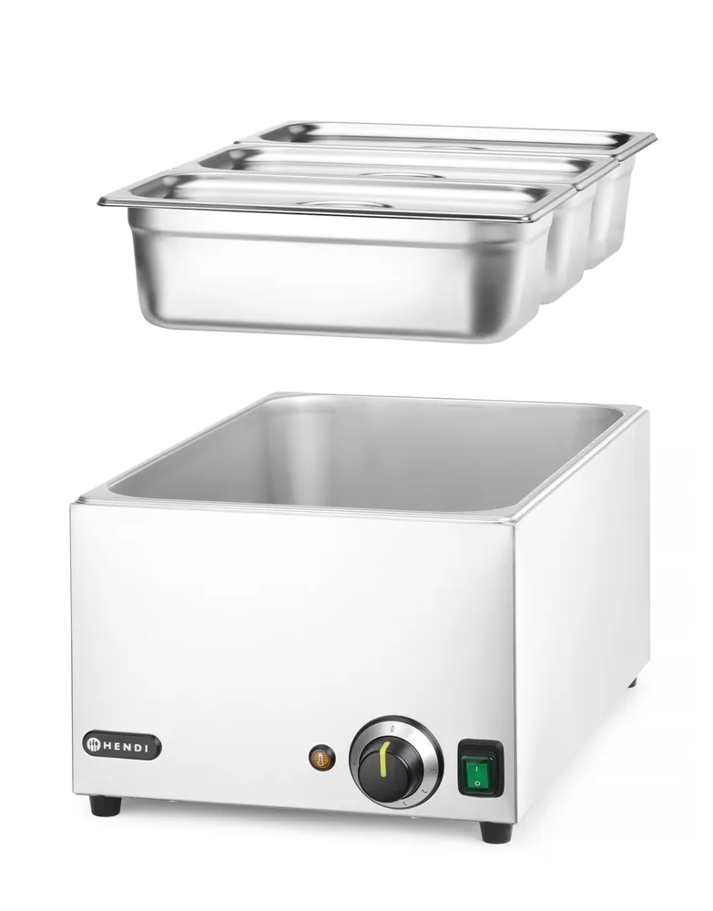 Set Bain-marie HENDI Ranger + 3 x bac GN 1/3 avec couvercle, HENDI, GN 1/1, 230V/1000W, 590x332x(H)242mm