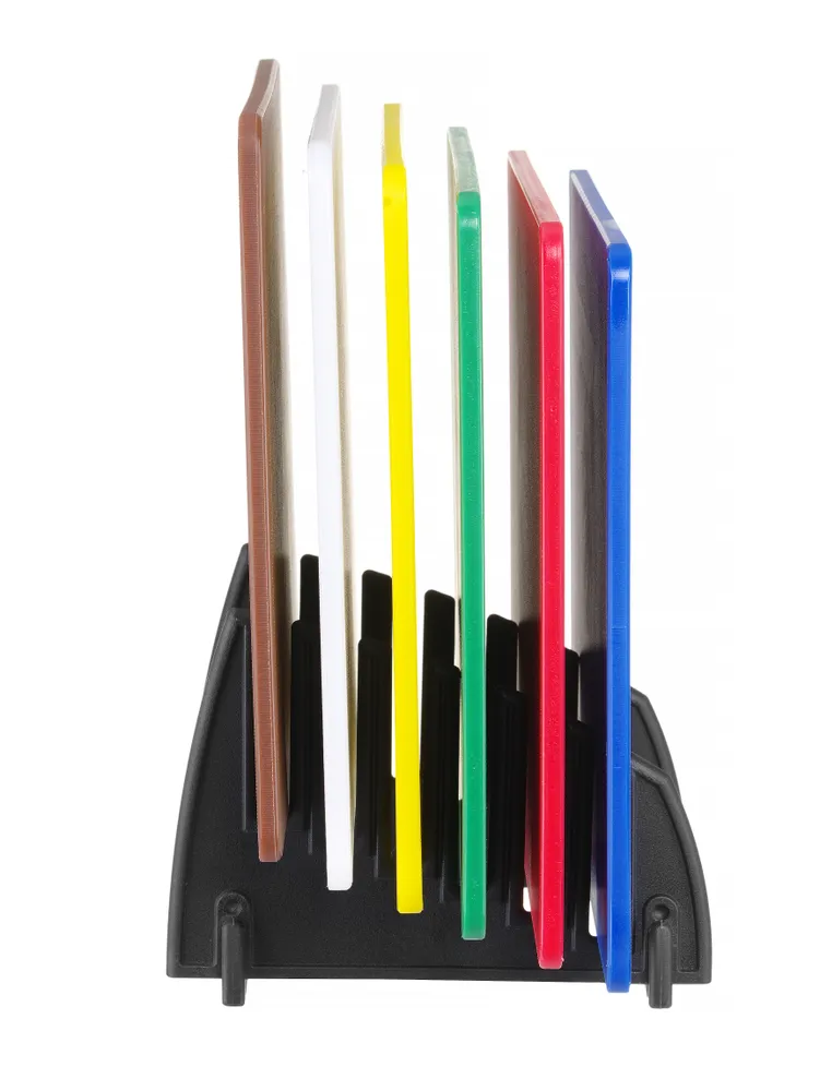 Set de 6 planches à découper HACCP avec rack, HENDI, 6 u., 450x300x(H)10mm