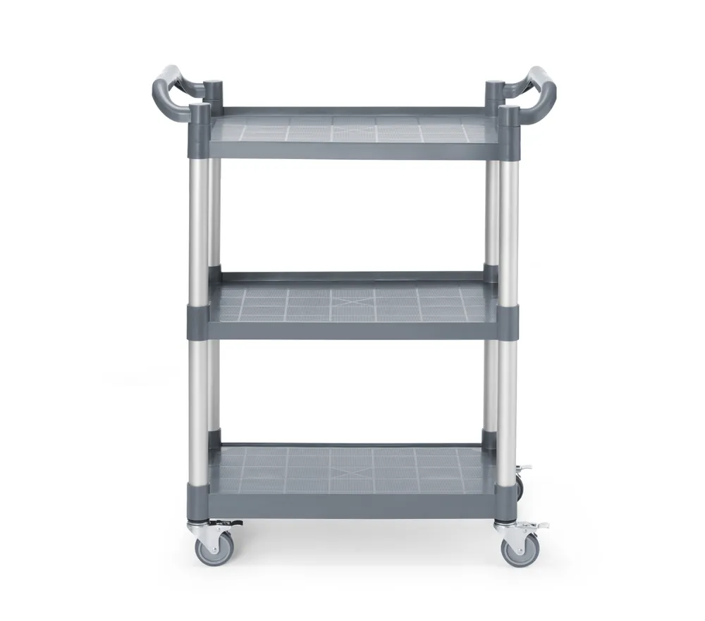 Chariot de service en polypropylène - 3 étagères, petit, AmerBox, 800x420x(H)945mm